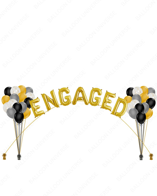 Upscale Black & Gold Balloon Bouquets with Custom Letter Phrase
