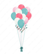 Pink, White, Aquamarine & Taffy Pink Balloon Set  - 11” Latex Balloons