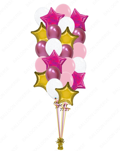 Elegant Pink and Gold Star Balloon Set - 3 Variants