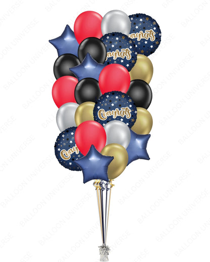 Graduation Celebration Balloons - Navy Blue, Gold, Red, and Black Theme