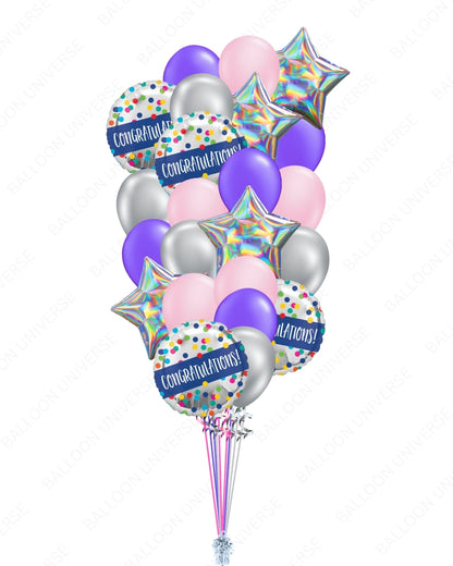 Festive Balloon Bundle -  Congratulations & Stars Mylar
