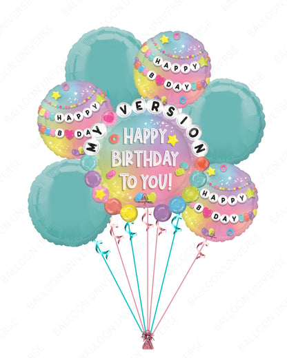 Happy Birthday Mylar Balloon Set in Tiffany Blue Theme