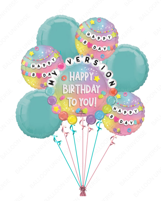 Happy Birthday Mylar Balloon Set in Tiffany Blue Theme