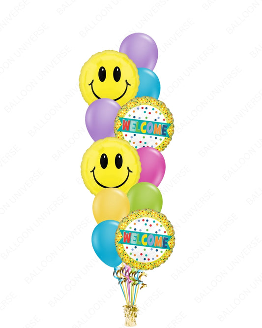 Welcome Party Balloon Set with Smiley Faces