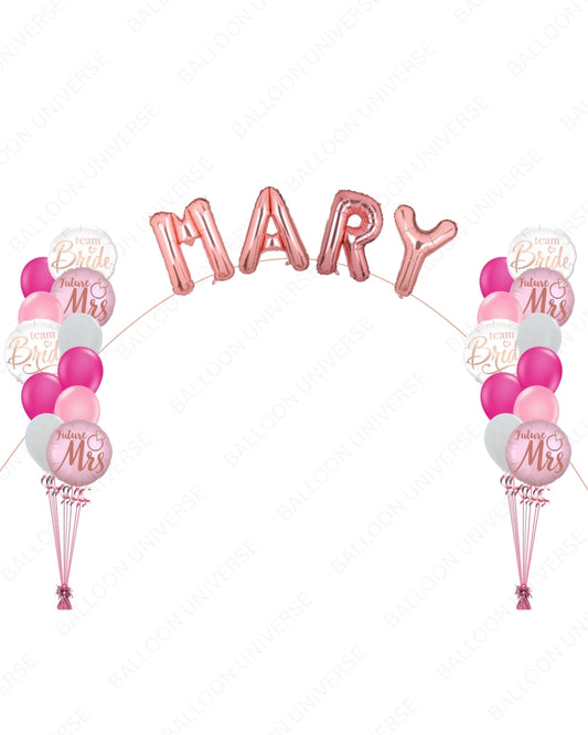 Customizable Rose Gold Letter Balloon Arch - Future Mrs Theme