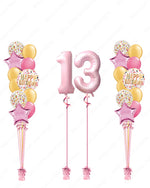Pink & Gold Balloon Setup with Numbers