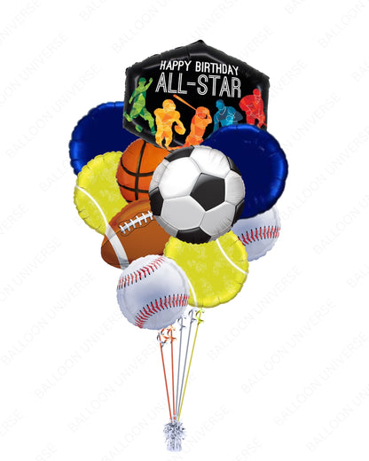 Happy Birthday, All-Star - Sports Balloon Bouquet for Boys