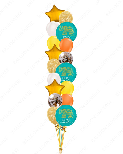 Diwali Celebration Balloon Bouquet with Gold Stars & Confetti