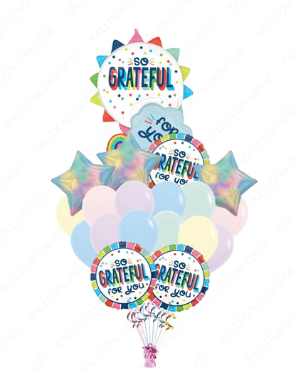 Supershape “So Grateful For You” Balloon with Pastel Latex Bouquet