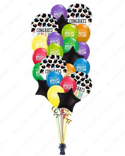 Festive Graduation Balloon Bouquet | Congrats Grad, Star & Bright Future Balloons