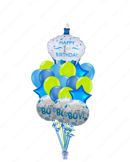 Happy 1st Birthday Cupcake Balloon Set - Boy