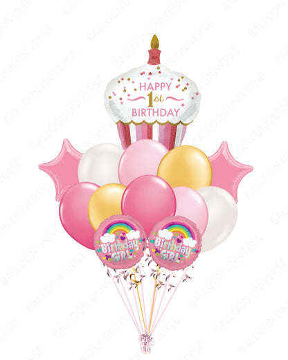 Birthday Cupcake Balloons for 1-Year-Old Girl