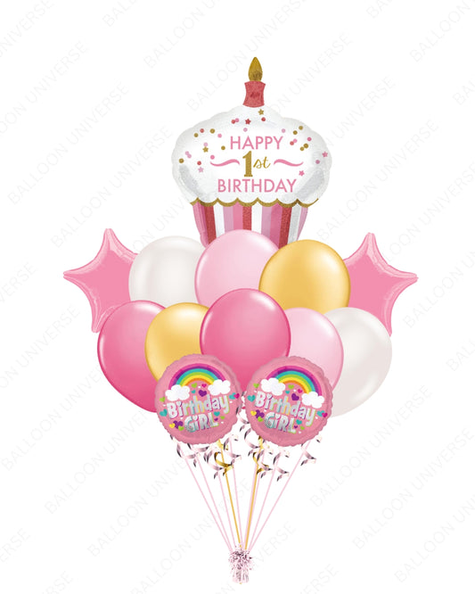 Birthday Cupcake Balloons for 1-Year-Old Girl