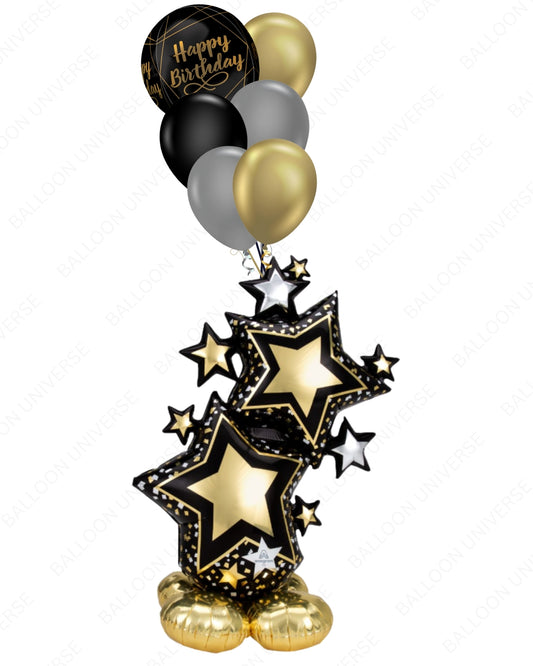 Upscale Black and Gold Birthday Balloon Bouquet for Celebrations