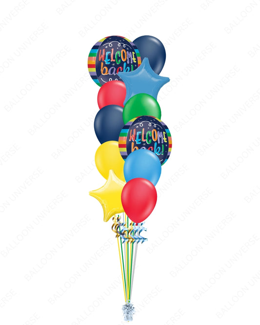 Welcome Back Balloon Bouquet - Colorful Mylar & Latex Party Decoration with Helium inflation