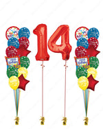 Primary Party Bouquet Set with Custom Numbers (Red)