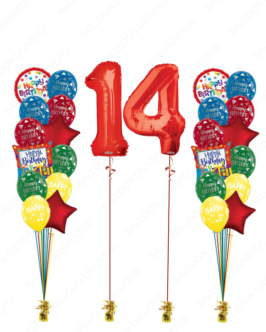 Primary Party Bouquet Set with Custom Numbers (Red)