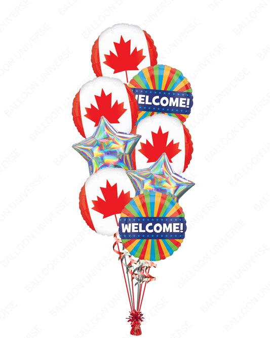 Canada Day Balloon Bouquet - Maple Leaf & Welcome Party Decoration