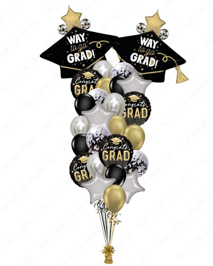 Graduation Balloon Set/Congrats Grad Mylar/Gold, Silver & Confetti Latex