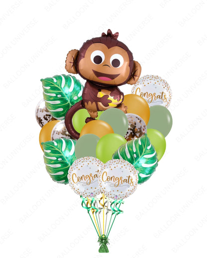Playful Monkey Balloon Bouquet with Tropical Accents