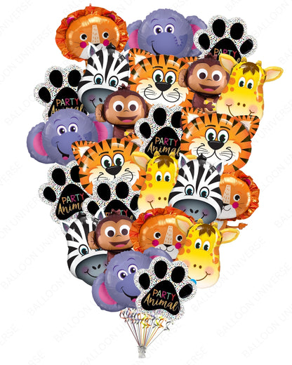Animal Balloons - Tiger, Lion, Elephant, Giraffe, Monkey & Zebra