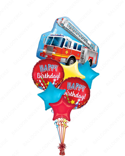 Large Firetruck Mylar Balloon Set for Birthdays