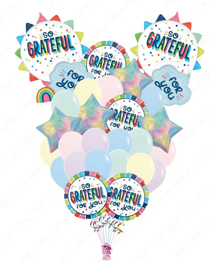 Supershape “So Grateful For You” Balloon with Pastel Latex Bouquet