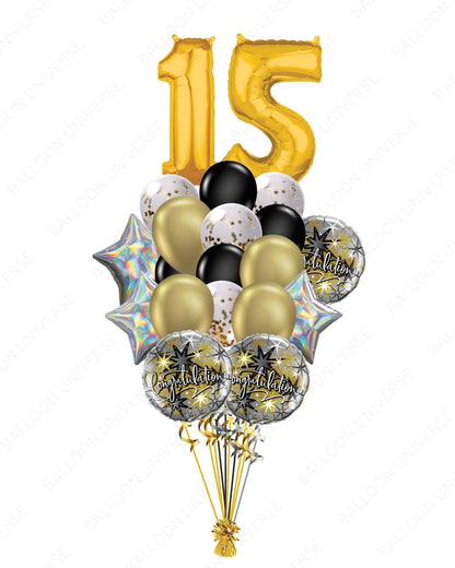 Gold & Black Balloon Decor with Custom Numbers for Any Event