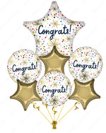 Supershape Sprinkle Congrats Star Balloon with Round & Gold Star Mylar