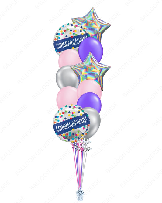 Festive Balloon Bundle -  Congratulations & Stars Mylar