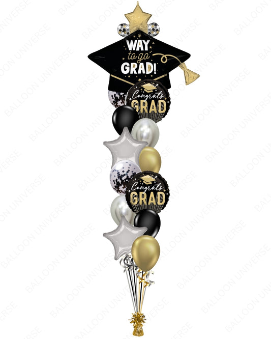 Graduation Balloon Set/Congrats Grad Mylar/Gold, Silver & Confetti Latex