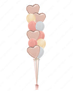 Rose Gold Heart Balloon Bouquet - Gold, Rose Gold, and Silver Latex Balloons