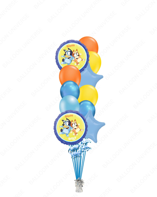 18" Bluey & Bingo mylars with Colorful Latex Balloons