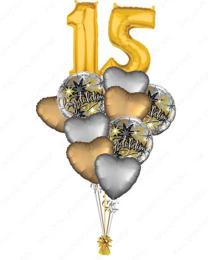Elegant Number Balloons with Congratulation & Star Foils