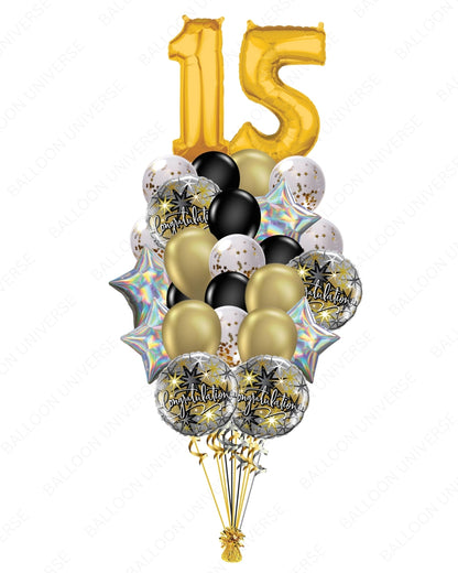 Gold & Black Balloon Decor with Custom Numbers for Any Event