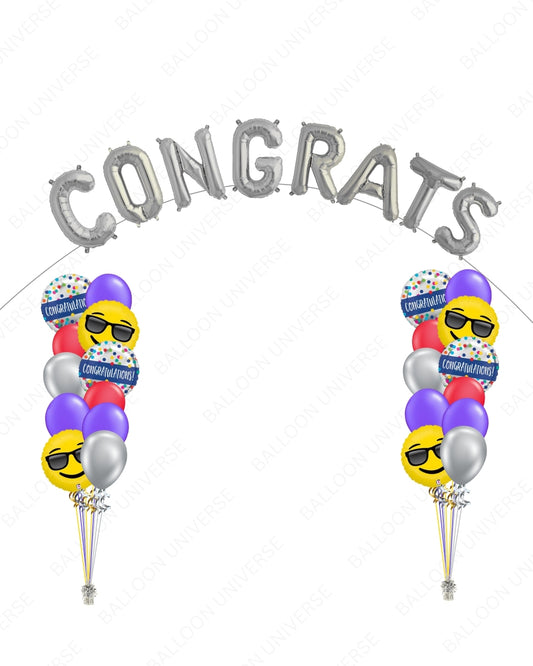 Bouquets with Sunglasses Emojis & Custom Letter Arch