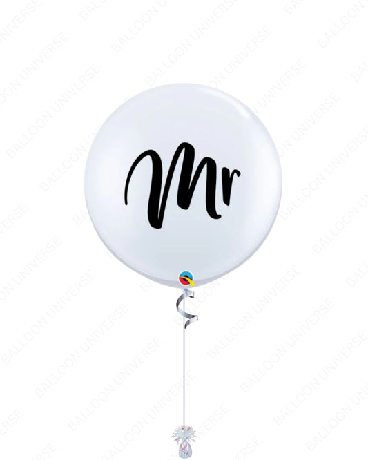 Giant 36" White “Mr.” Balloon - Helium Filled