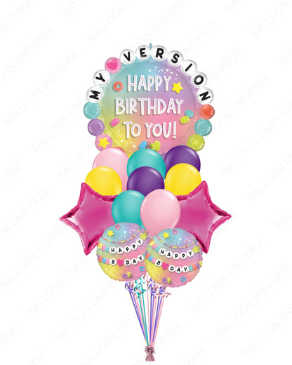 Multicolor Birthday Balloon Arrangement with Super Shape Mylar